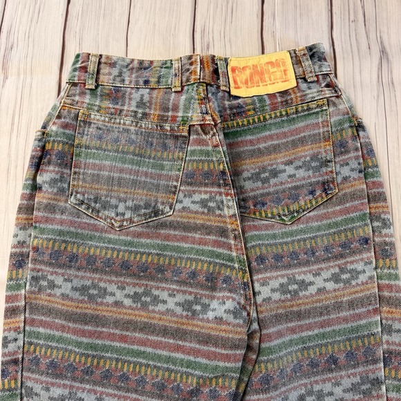 Bongo Jeans Vintage High Rise Southwestern Striped Print Jean Size 11 Inseam 25" - Picture 8 of 10